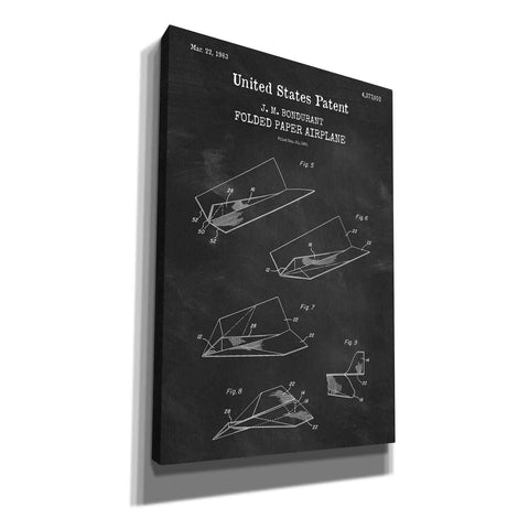 Image of 'Paper Plane Blueprint Patent Chalkboard,' Canvas Wall Art