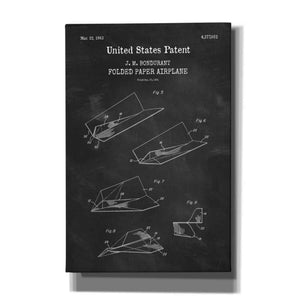 'Paper Plane Blueprint Patent Chalkboard,' Canvas Wall Art