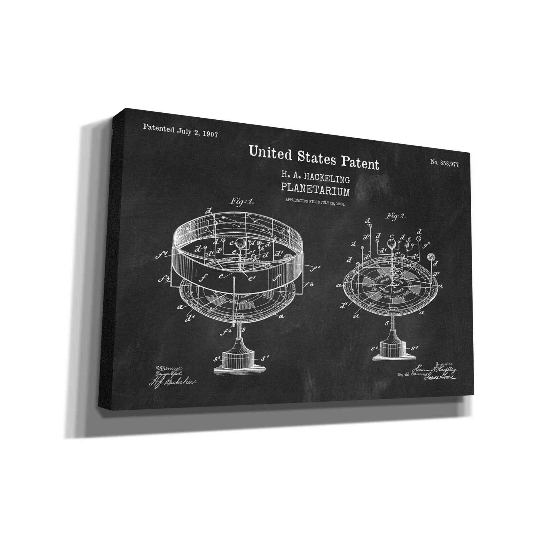 'Planetarium Blueprint Patent Chalkboard,' Canvas Wall Art