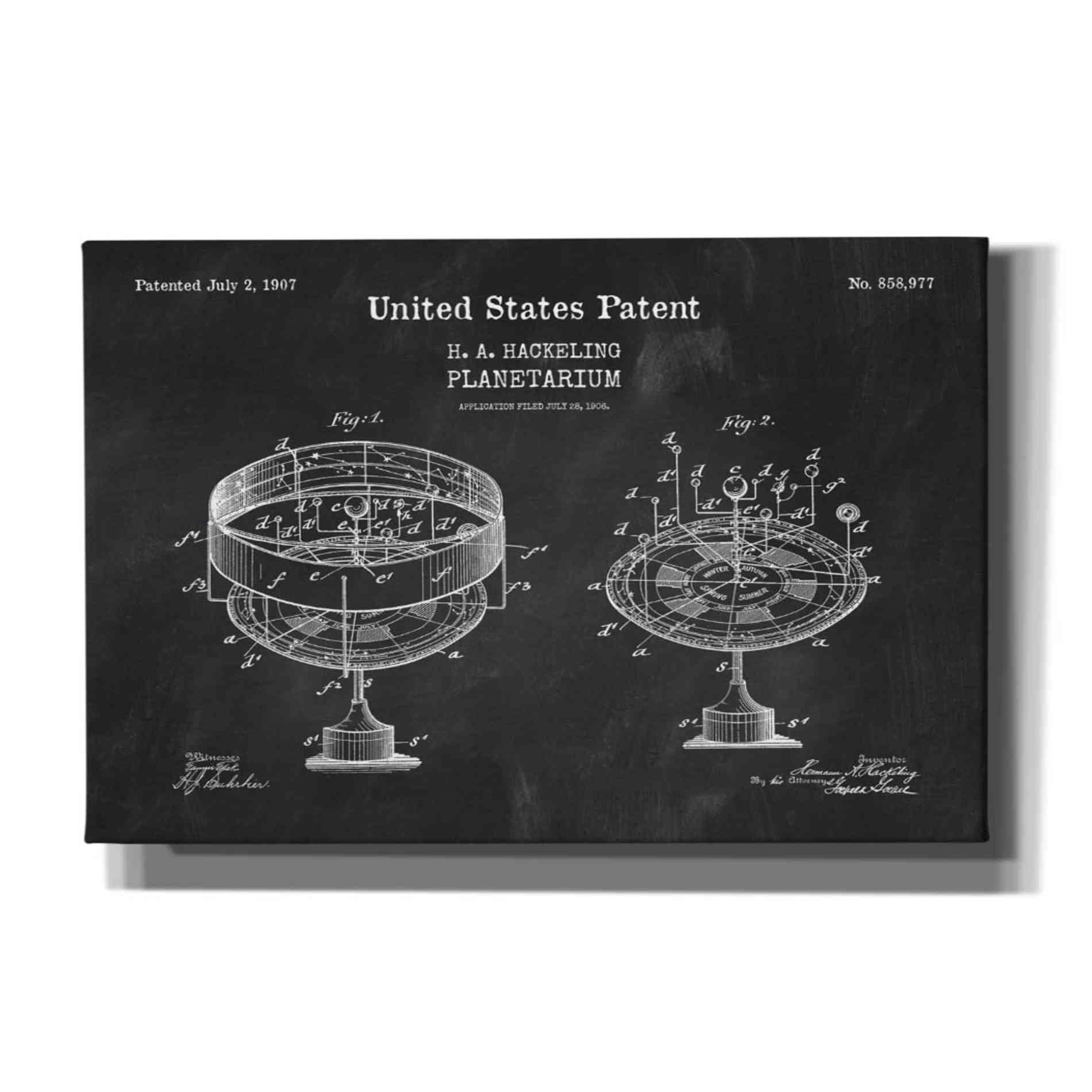 'Planetarium Blueprint Patent Chalkboard,' Canvas Wall Art