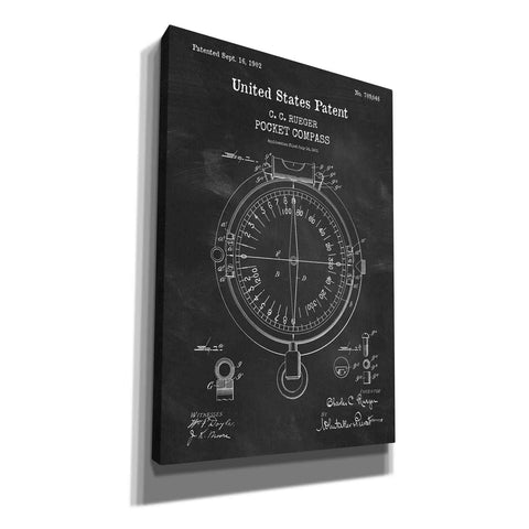 Image of 'Pocket Compass Blueprint Patent Chalkboard,' Canvas Wall Art
