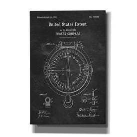'Pocket Compass Blueprint Patent Chalkboard,' Canvas Wall Art