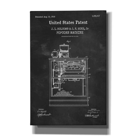 'Popcorn Machine Blueprint Patent Chalkboard,' Canvas Wall Art