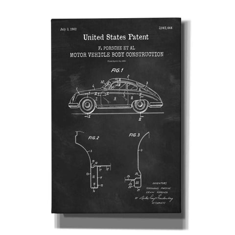 Image of 'Motor Vehicle Body Construction Blueprint Patent Chalkboard,' Canvas Wall Art