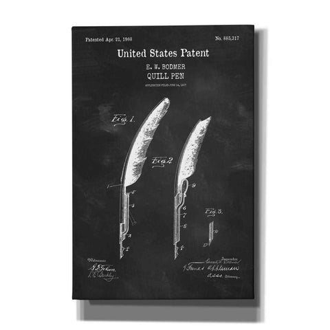 Image of 'Quill Pen Blueprint Patent Chalkboard,' Canvas Wall Art