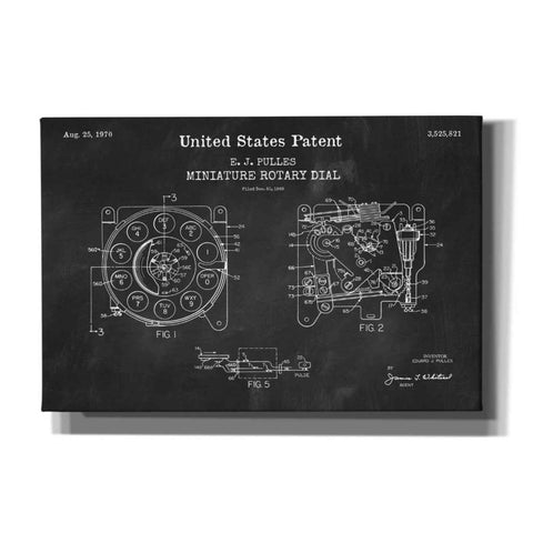 Image of 'Rotary Dial Blueprint Patent Chalkboard,' Canvas Wall Art