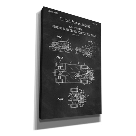 Image of 'Rubber-band Drive for Toy Car Blueprint Patent Chalkboard,' Canvas Wall Art