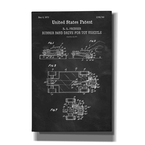 Image of 'Rubber-band Drive for Toy Car Blueprint Patent Chalkboard,' Canvas Wall Art