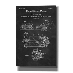 'Rubber-band Drive for Toy Car Blueprint Patent Chalkboard,' Canvas Wall Art