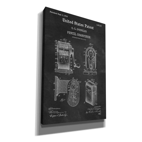 Image of 'Pencil Sharpener Blueprint Patent Chalkboard,' Canvas Wall Art