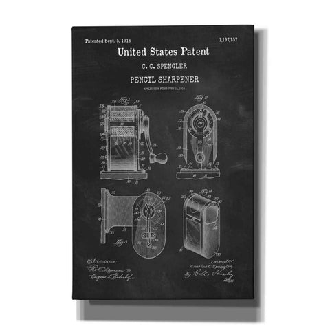 Image of 'Pencil Sharpener Blueprint Patent Chalkboard,' Canvas Wall Art