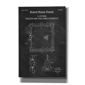 'Bowling and Pool Game Apparatus Blueprint Patent Chalkboard,' Canvas Wall Art