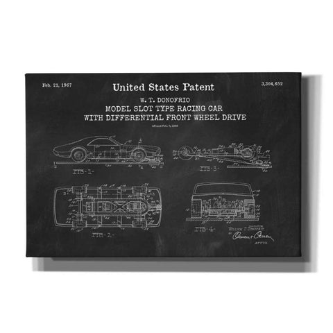 Image of 'Racing Car, Model Slot Type Blueprint Patent Chalkboard,' Canvas Wall Art