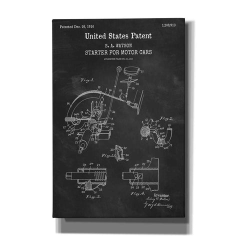 Image of 'Starter for Motor Cars Blueprint Patent Chalkboard,' Canvas Wall Art
