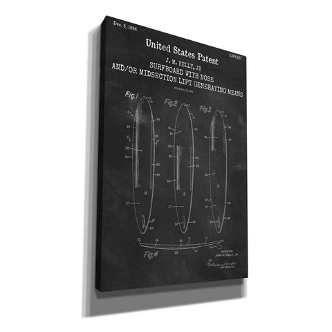 Image of 'Surfboard with nose Blueprint Patent Chalkboard,' Canvas Wall Art