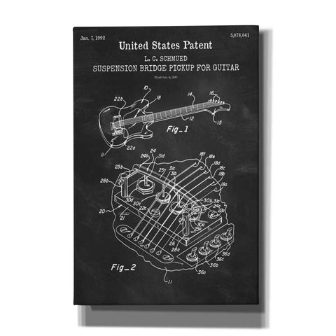 Image of 'Suspension Bridge Pickup for Guitar Blueprint Patent Chalkboard,' Canvas Wall Art