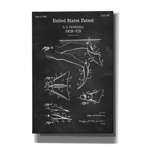Image of 'Swim Fin Blueprint Patent Chalkboard,' Canvas Wall Art