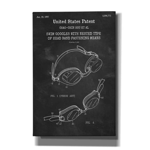 'Swim Goggles Blueprint Patent Chalkboard,' Canvas Wall Art