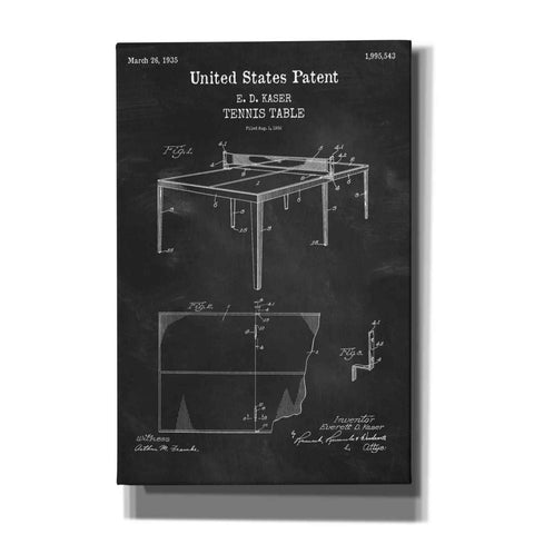 Image of 'Tennis Table Blueprint Patent Chalkboard,' Canvas Wall Art