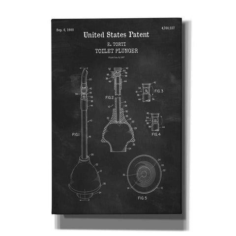Image of 'Toilet Plunger Blueprint Patent Chalkboard,' Canvas Wall Art