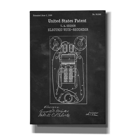 Image of 'Electric Vote-recorder Blueprint Patent Chalkboard,' Canvas Wall Art
