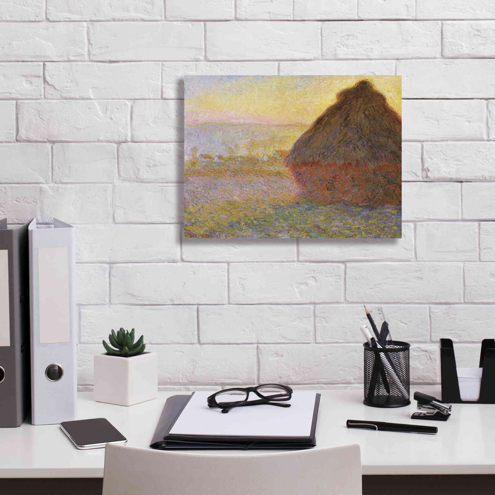 'Grainstack Sunset' by Claude Monet, Canvas Wall Art,16 x 12