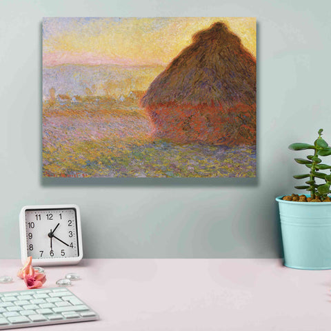 Image of 'Grainstack Sunset' by Claude Monet, Canvas Wall Art,16 x 12