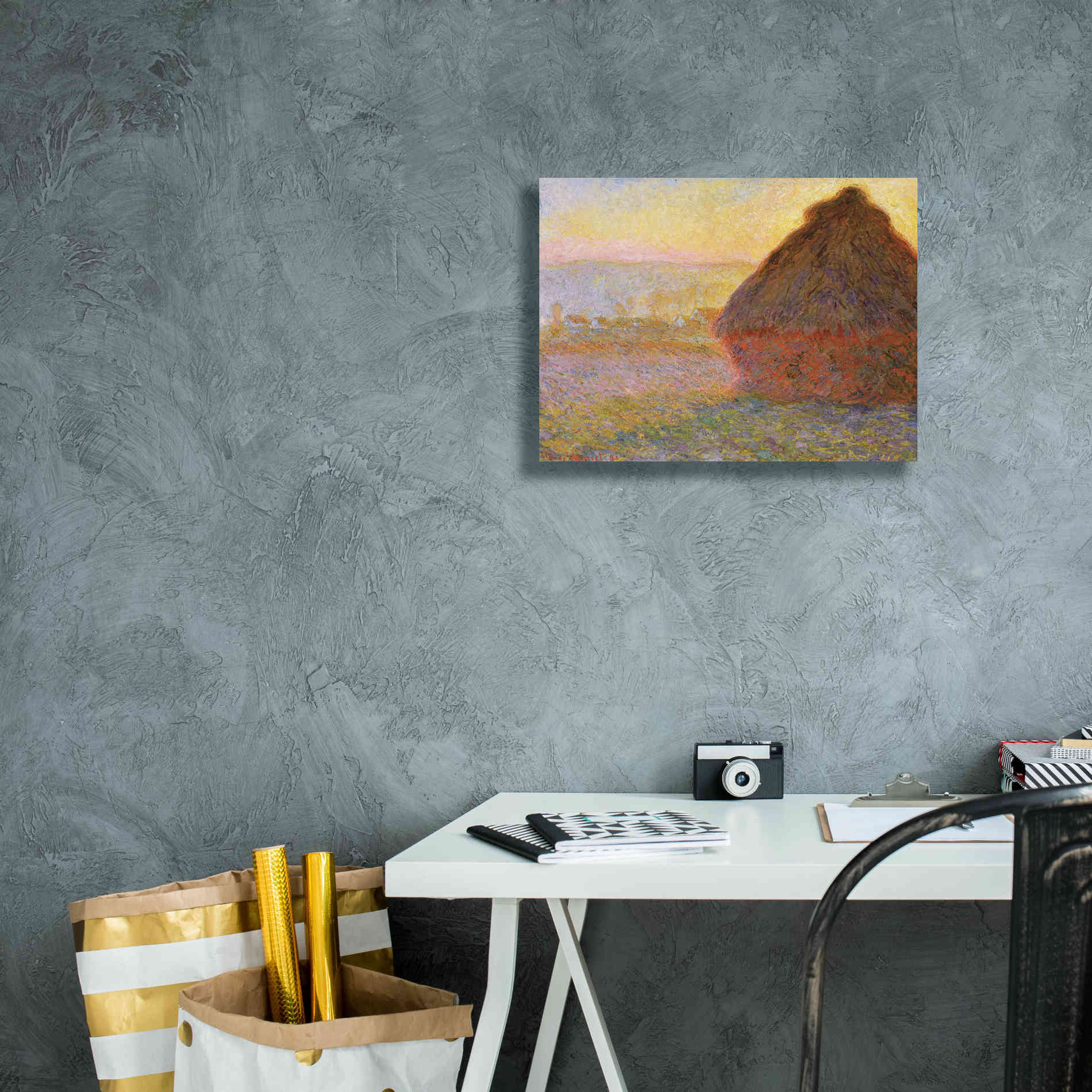 'Grainstack Sunset' by Claude Monet, Canvas Wall Art,16 x 12