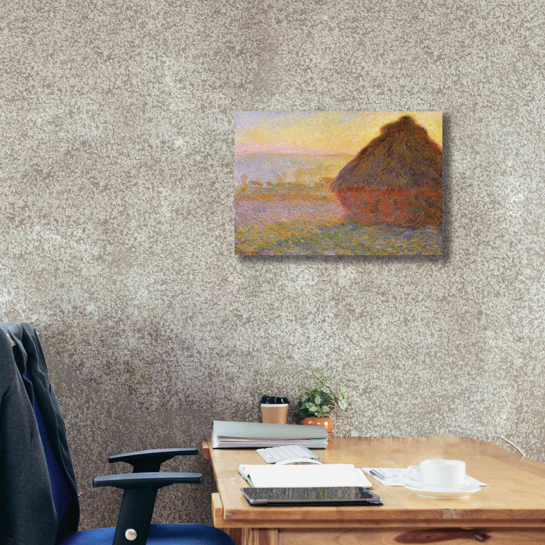 'Grainstack Sunset' by Claude Monet, Canvas Wall Art,26 x 18