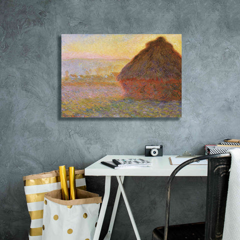 Image of 'Grainstack Sunset' by Claude Monet, Canvas Wall Art,26 x 18
