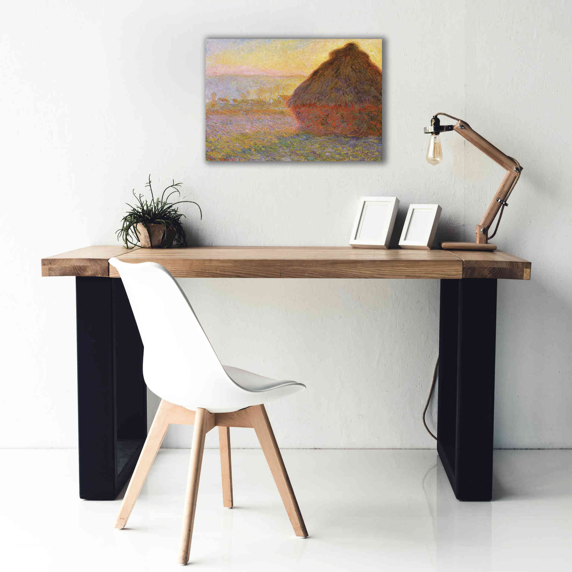 'Grainstack Sunset' by Claude Monet, Canvas Wall Art,26 x 18