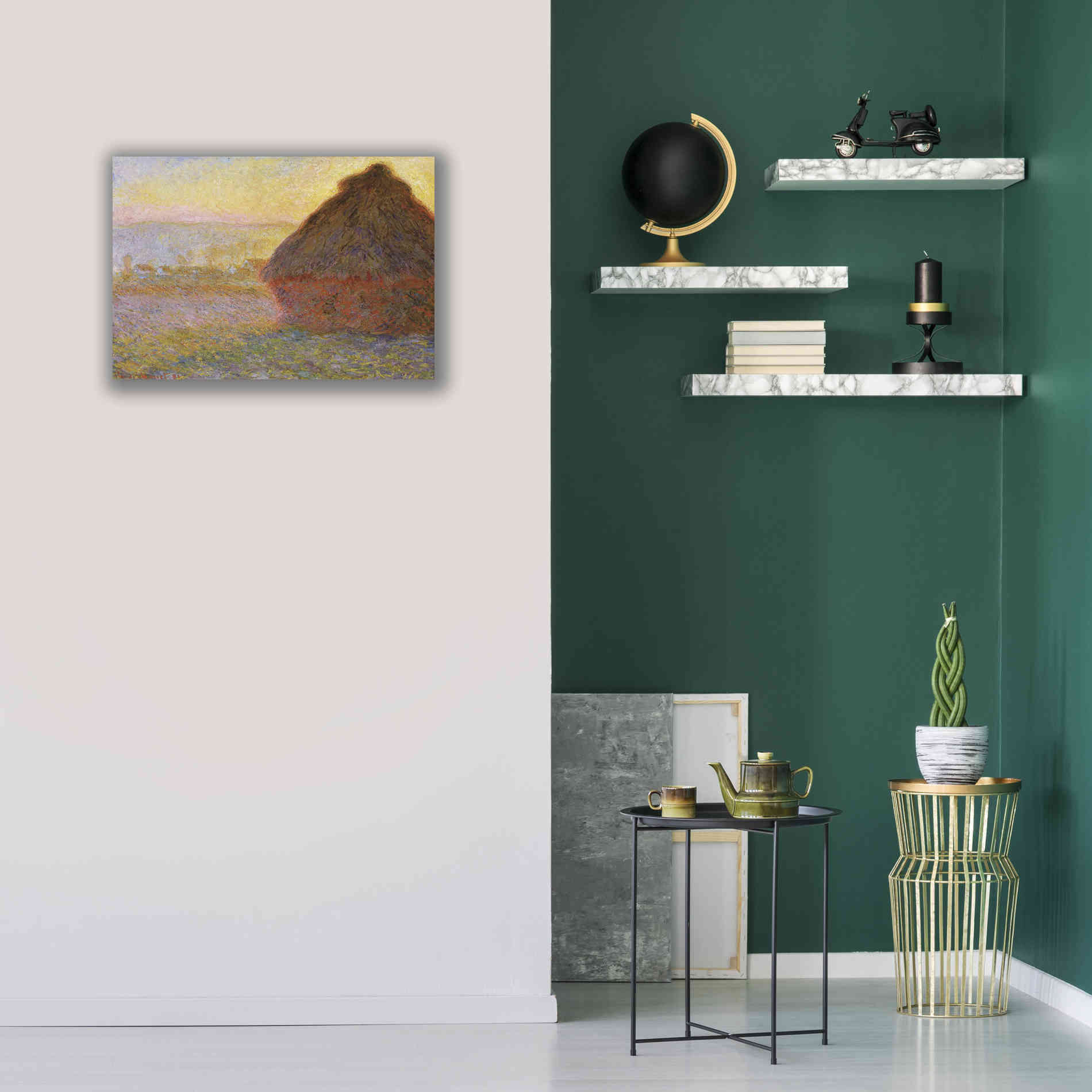 'Grainstack Sunset' by Claude Monet, Canvas Wall Art,26 x 18