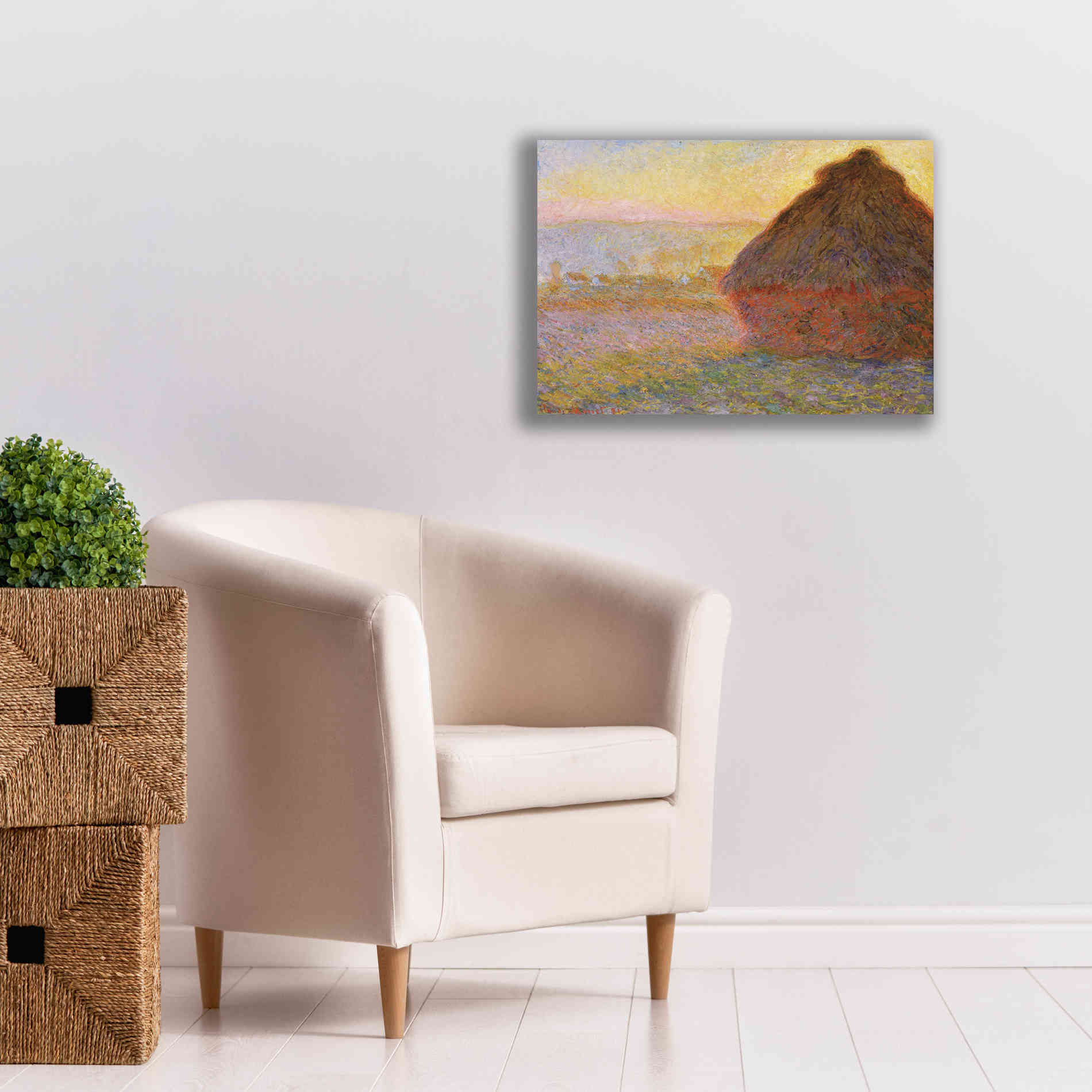 'Grainstack Sunset' by Claude Monet, Canvas Wall Art,26 x 18