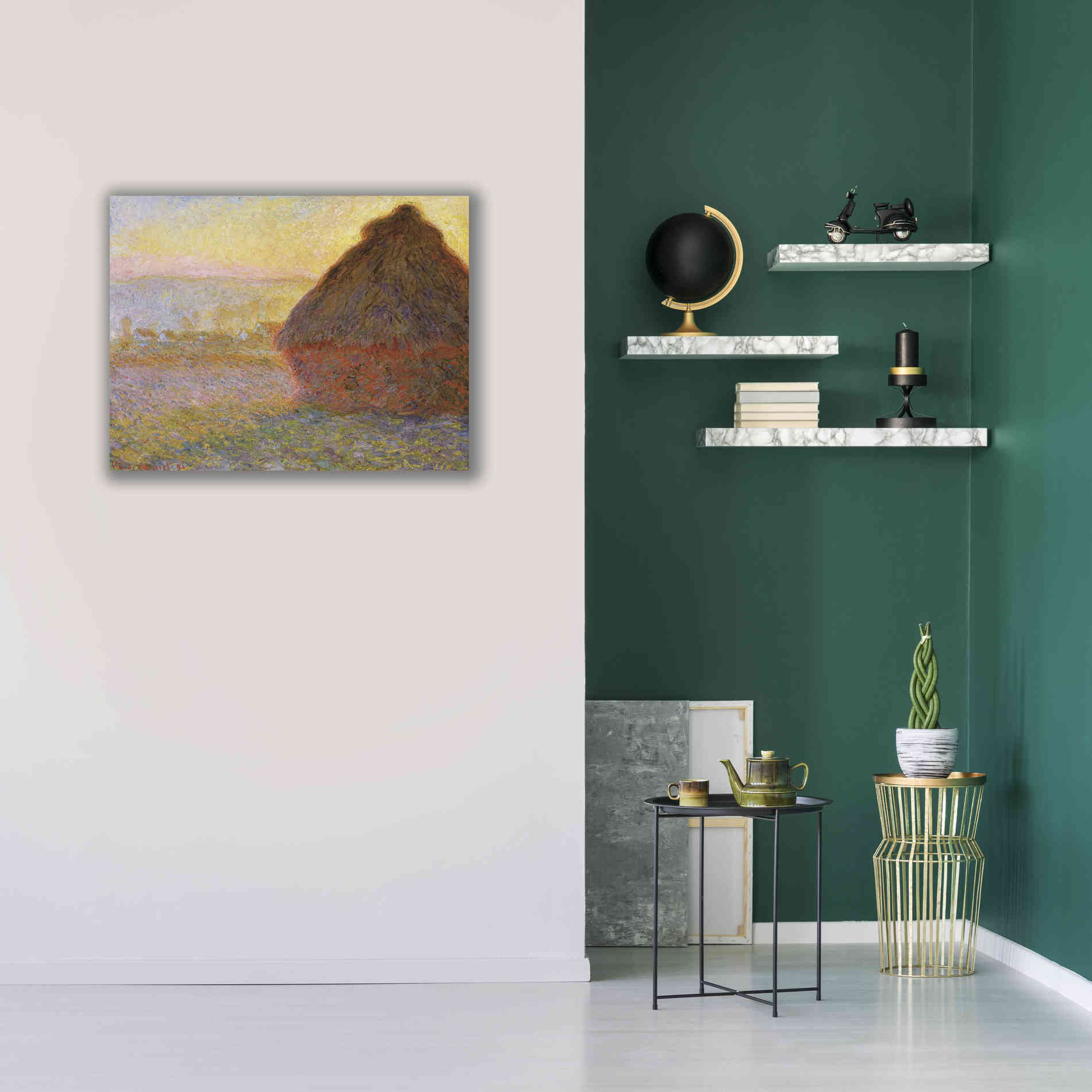 'Grainstack Sunset' by Claude Monet, Canvas Wall Art,34 x 26