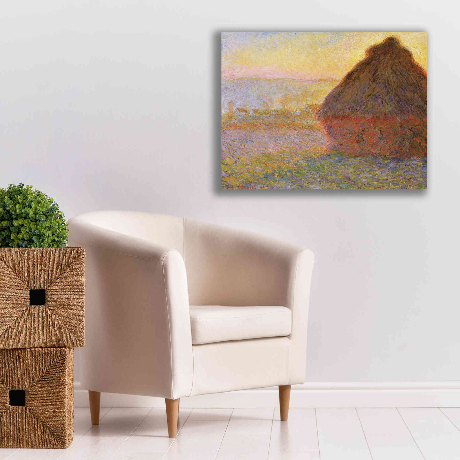 'Grainstack Sunset' by Claude Monet, Canvas Wall Art,34 x 26