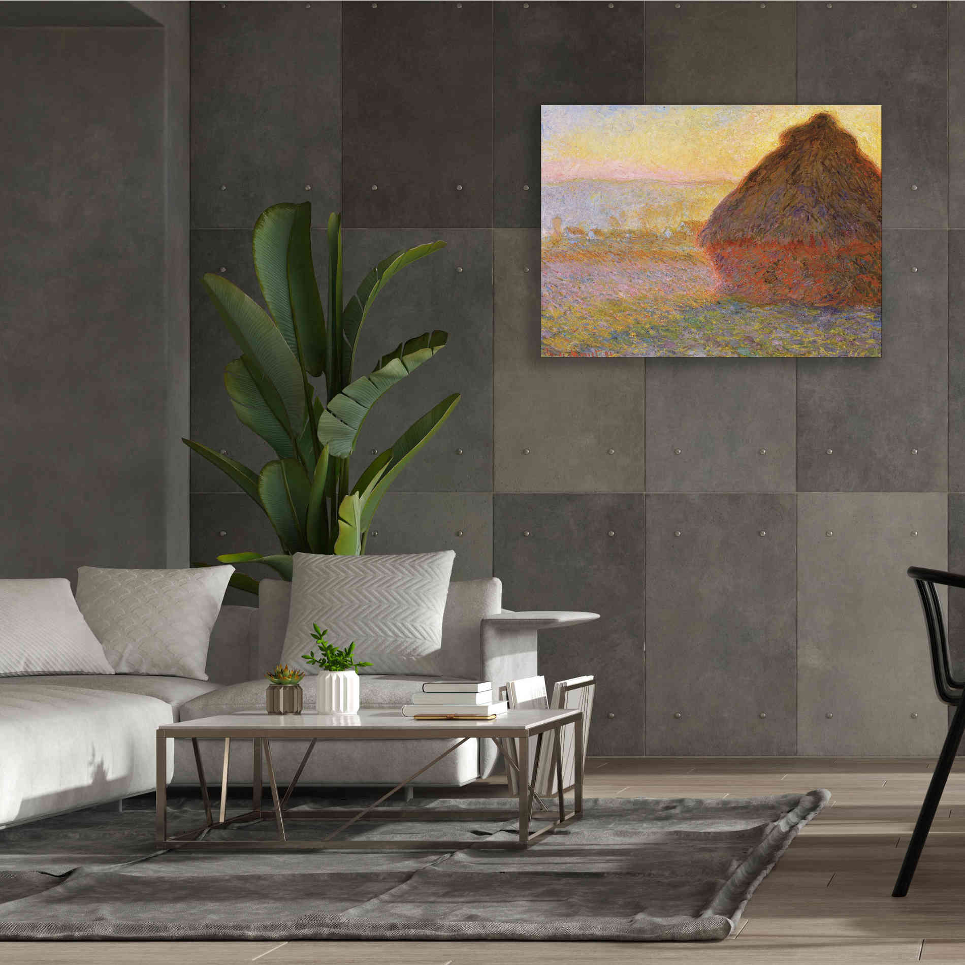 'Grainstack Sunset' by Claude Monet, Canvas Wall Art,54 x 40