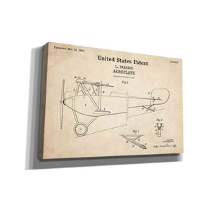 'Aeroplane Blueprint Patent Parchment,' Canvas Wall Art