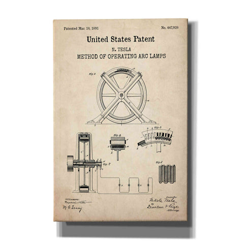 Image of 'Arc Lamps Blueprint Patent Parchment,' Canvas Wall Art