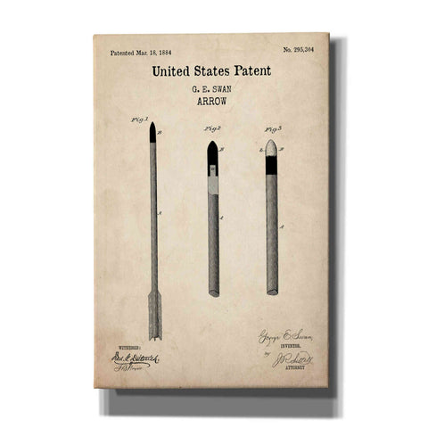 Image of 'Arrow Blueprint Patent Parchment,' Canvas Wall Art