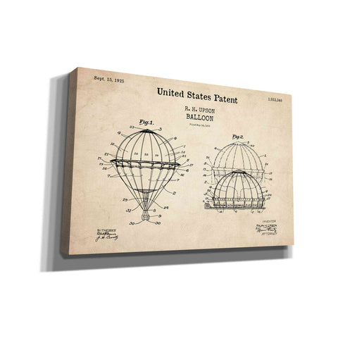Image of 'Balloon Blueprint Patent Parchment,' Canvas Wall Art