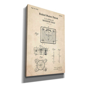 'Bathroom Scale Blueprint Patent Parchment,' Canvas Wall Art