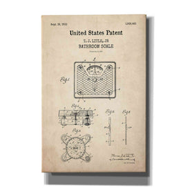 'Bathroom Scale Blueprint Patent Parchment,' Canvas Wall Art
