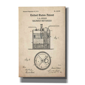 'Battery Blueprint Patent Parchment,' Canvas Wall Art
