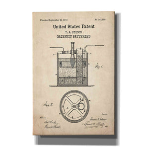'Battery Blueprint Patent Parchment,' Canvas Wall Art