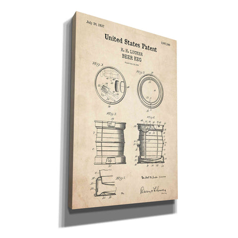 Image of 'Beer Keg Blueprint Patent Parchment,' Canvas Wall Art