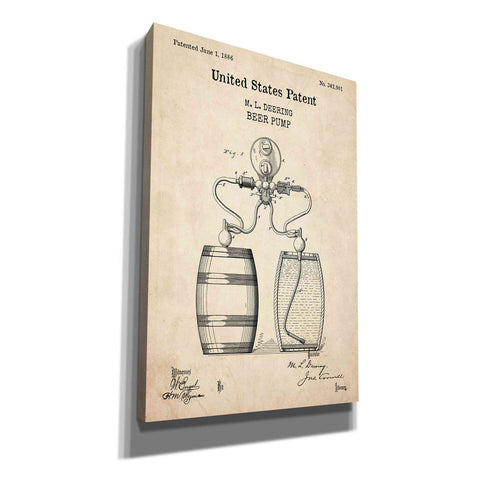 Image of 'Beer Pump Blueprint Patent Parchment,' Canvas Wall Art