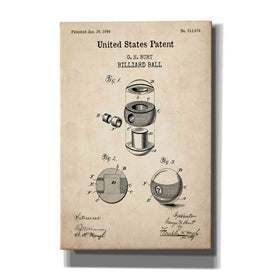 'Billiard Ball Blueprint Patent Parchment,' Canvas Wall Art