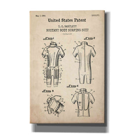 'Body Surfing Suit Blueprint Patent Parchment,' Canvas Wall Art