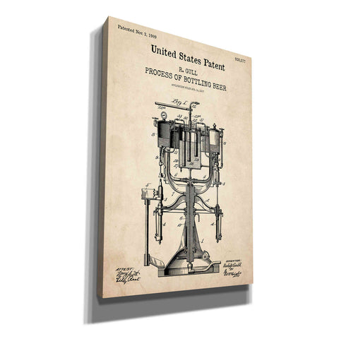 'Bottling Beer Machine Blueprint Patent Parchment,' Canvas Wall Art