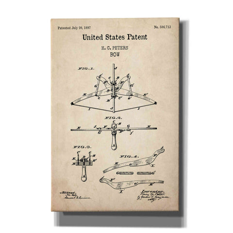 Image of 'Bow Blueprint Patent Parchment,' Canvas Wall Art